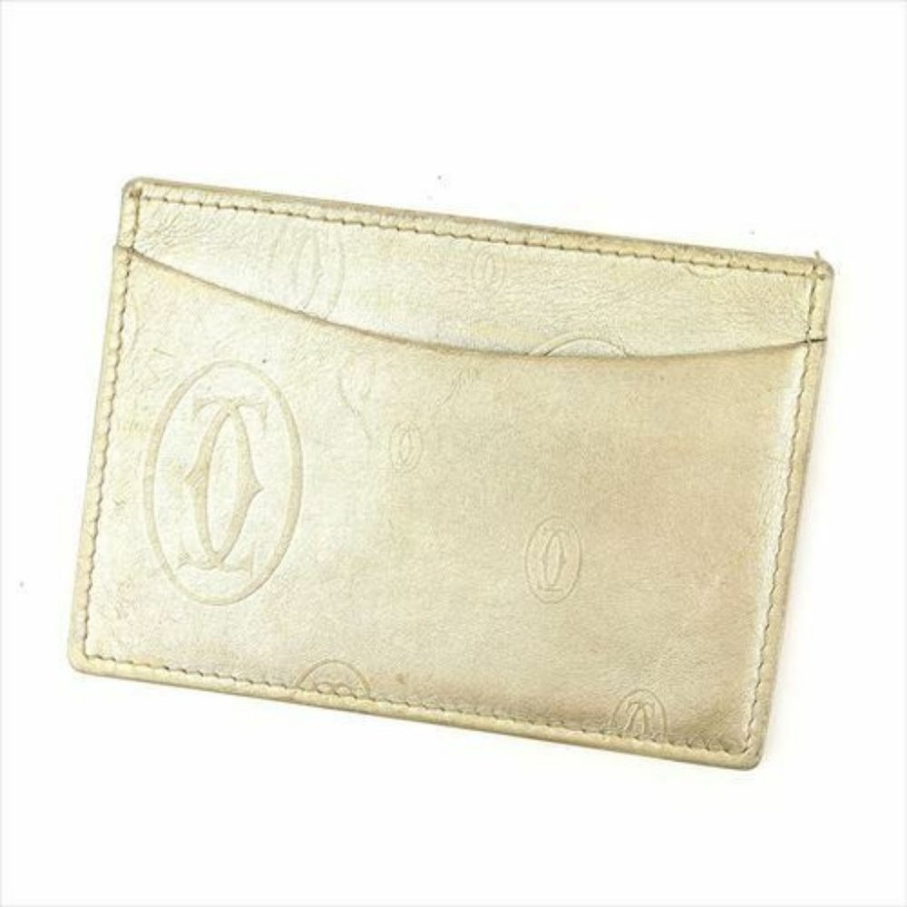 Cartier Card Case Gold leather Woman Authentic Used